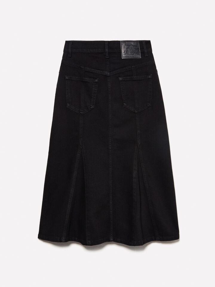 Gonna di jeans svasata nera - gonne midi, longuette donna - Nero | Sisley image number 7